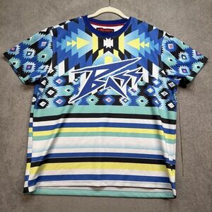 Rob‎ Bass Aztec Graphic T Shirt Mens 2XL Retro Festival Streetwear Print
